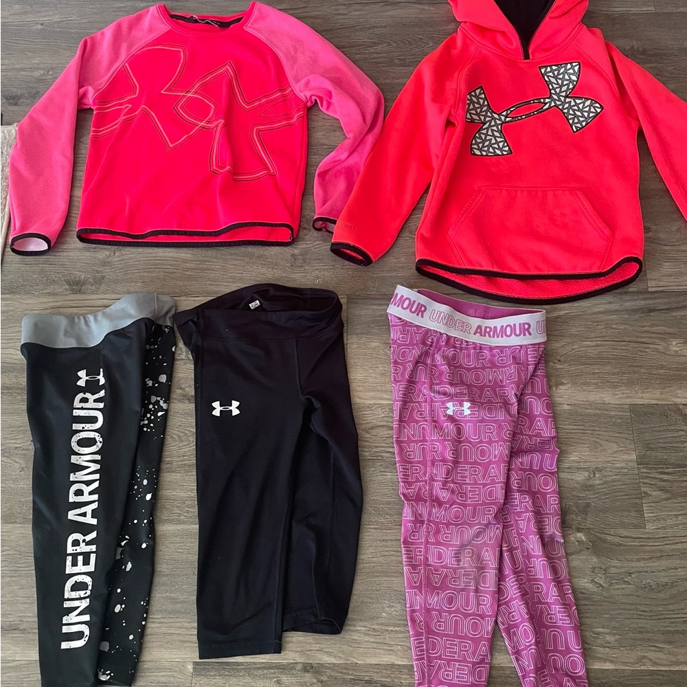 Girls size medium Under Armour sweatshirt and legging lot